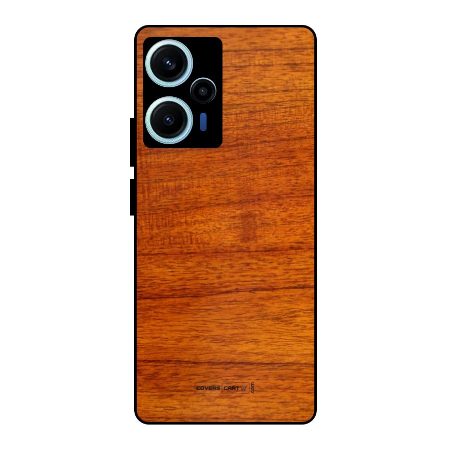 Wood Texture Design Metal Back Case for Poco F5