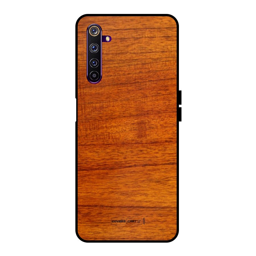 Wood Texture Design Metal Back Case for Realme 6 Pro
