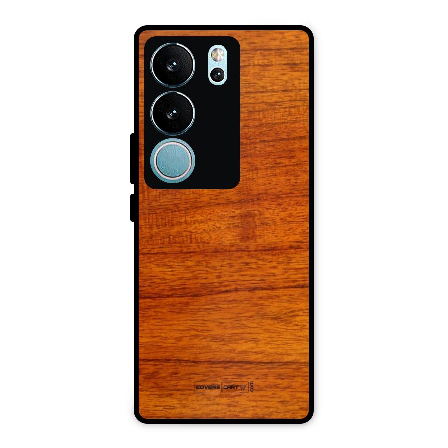 Wood Texture Design Metal Back Case for Vivo V29 Pro
