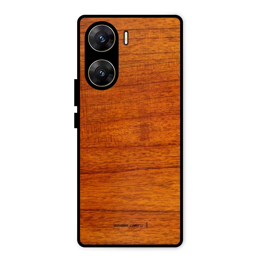 Wood Texture Design Metal Back Case for Vivo V29e