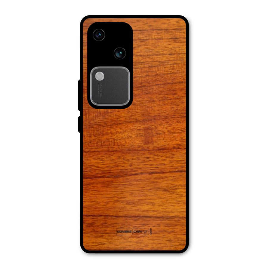 Wood Texture Design Metal Back Case for Vivo V30 Pro