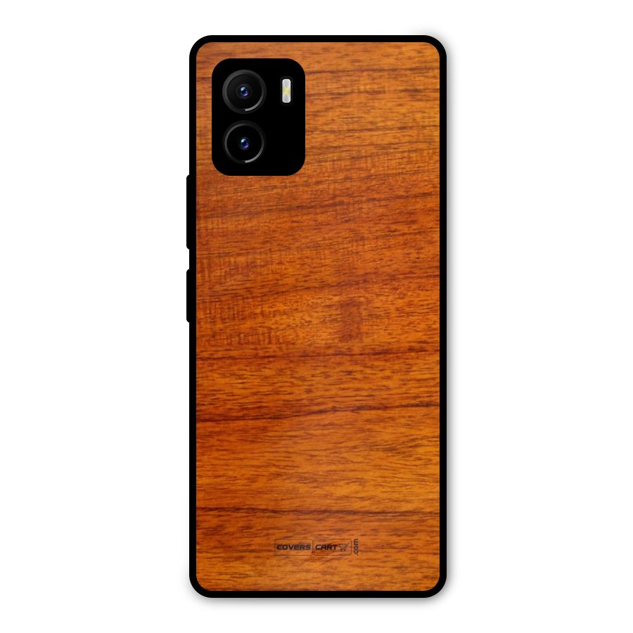 Wood Texture Design Metal Back Case for Vivo Y15s