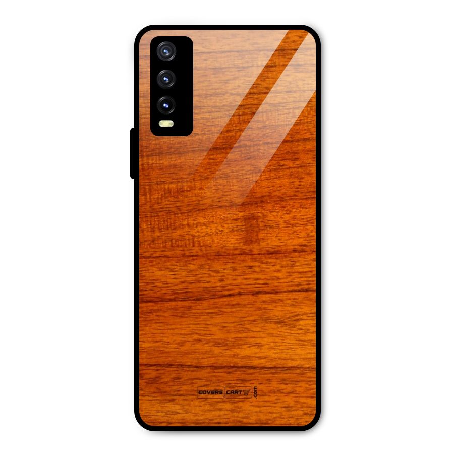 Wood Texture Design Metal Back Case for Vivo Y20 2021