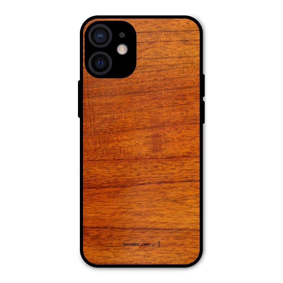 Wood Texture Design Metal Back Case for iPhone 12 Mini