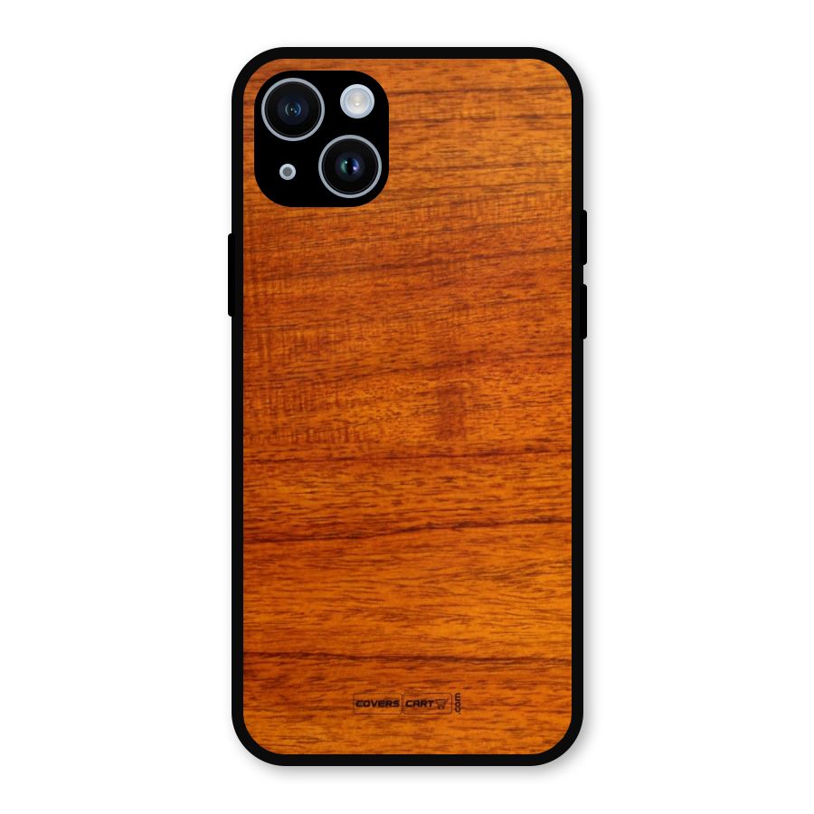 Wood Texture Design Metal Back Case for iPhone 14