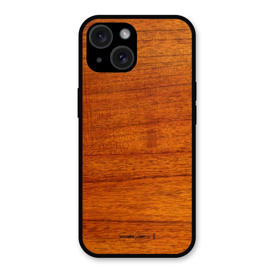 Wood Texture Design Metal Back Case for iPhone 15