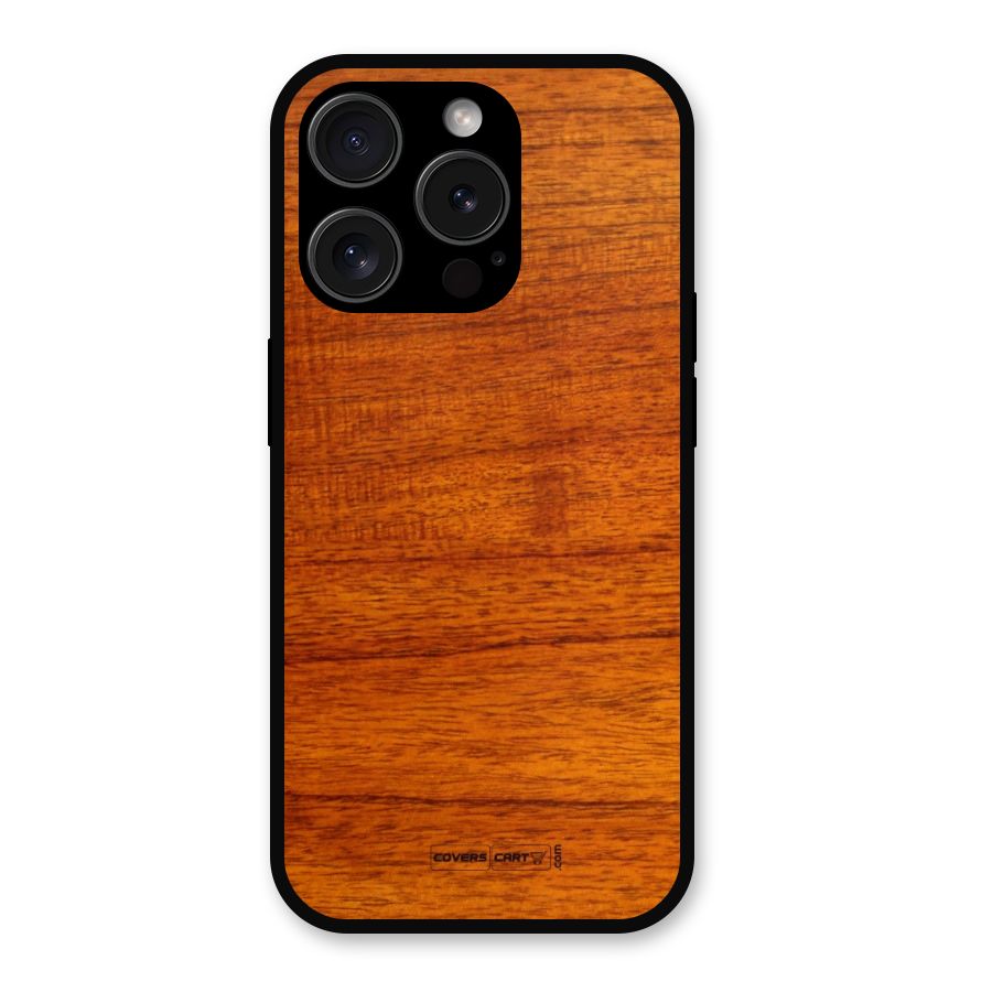 Wood Texture Design Metal Back Case for iPhone 15 Pro