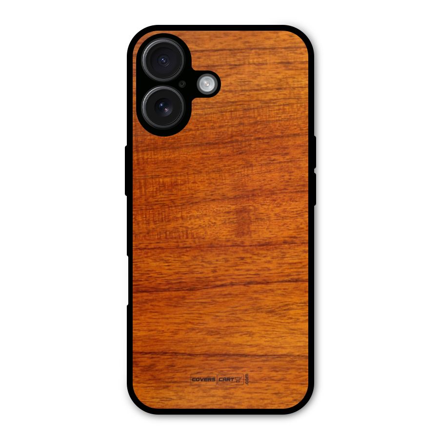 Wood Texture Design Metal Back Case for iPhone 16