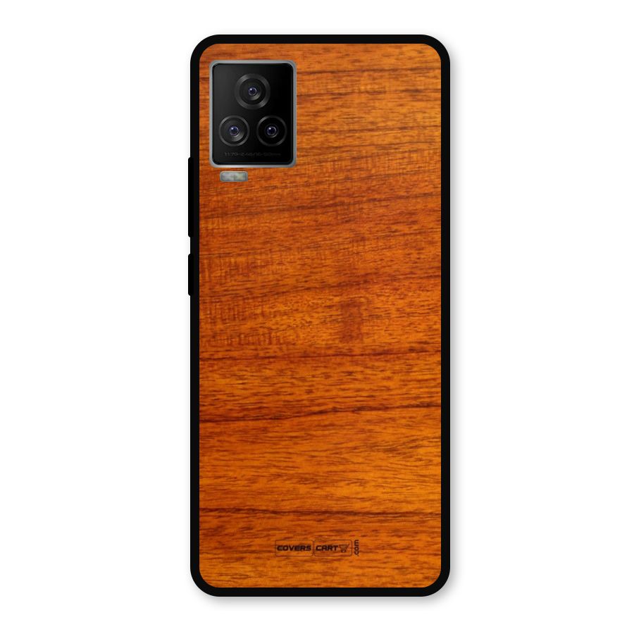 Wood Texture Design Metal Back Case for iQOO 7 Legend 5G