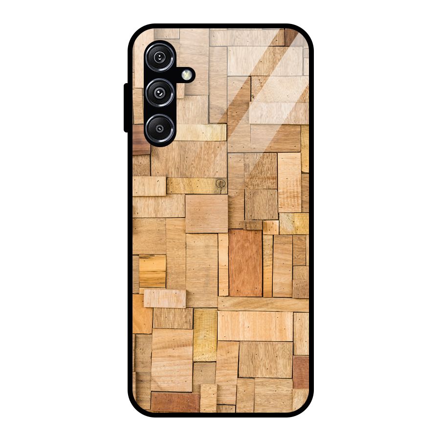 Wooden Blocks Glass Back Case for Galaxy M34 5G