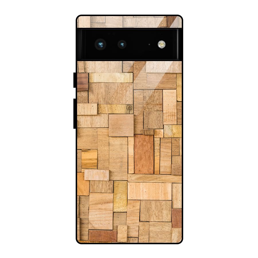 Wooden Blocks Glass Back Case for Google Pixel 6