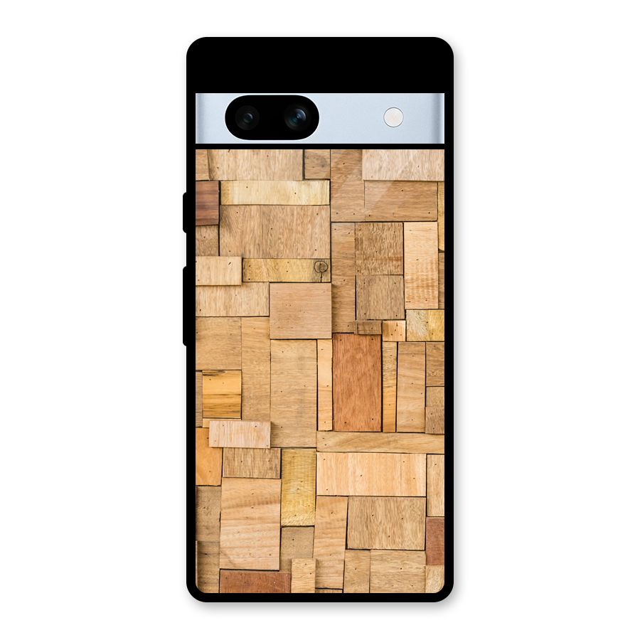 Wooden Blocks Glass Back Case for Google Pixel 7a