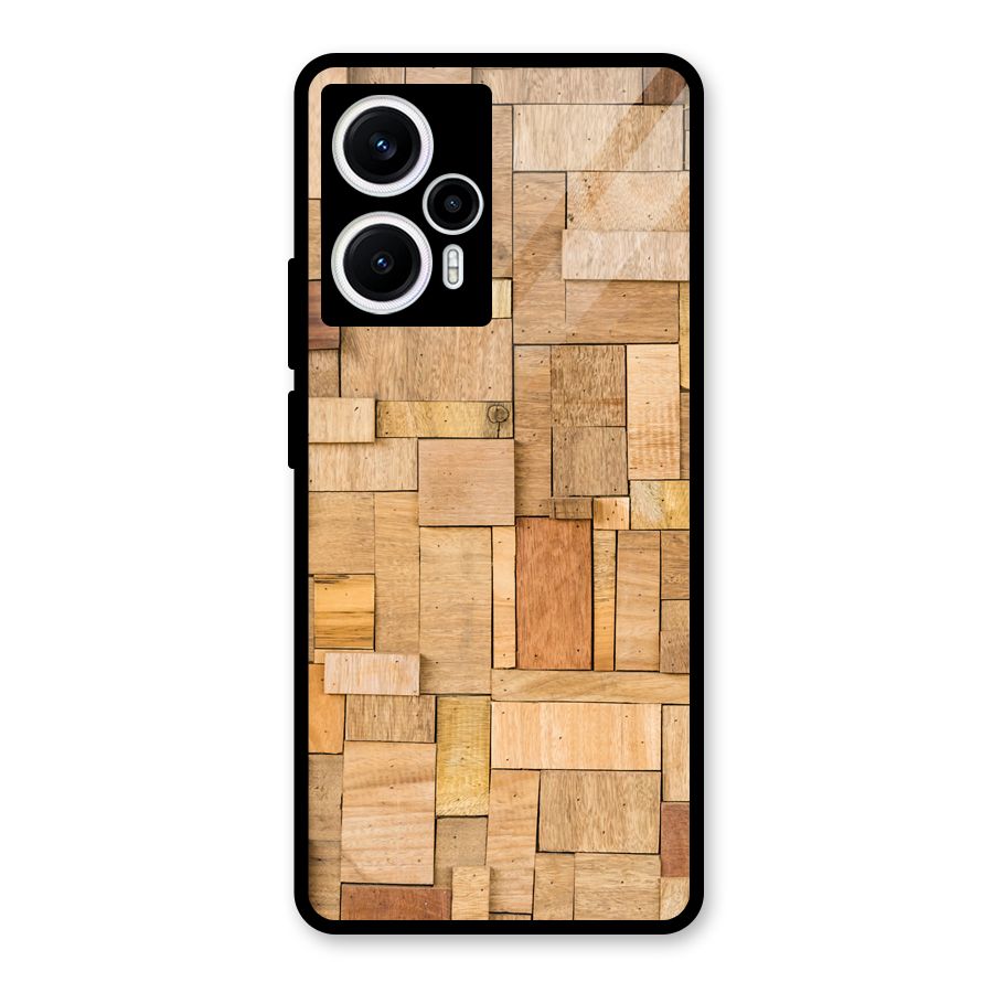 Wooden Blocks Glass Back Case for Poco F5