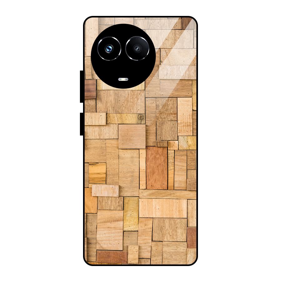 Wooden Blocks Glass Back Case for Realme Narzo 60X