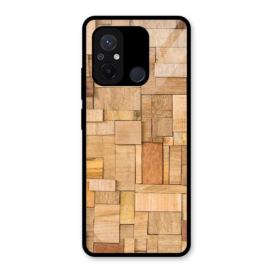 Wooden Blocks Glass Back Case for Redmi 12C