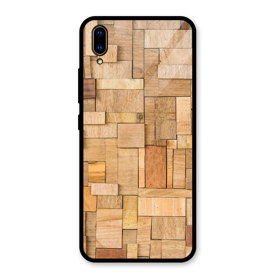 Wooden Blocks Glass Back Case for Vivo V11 Pro