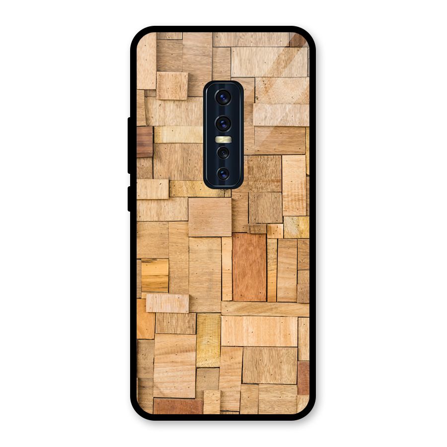 Wooden Blocks Glass Back Case for Vivo V17 Pro