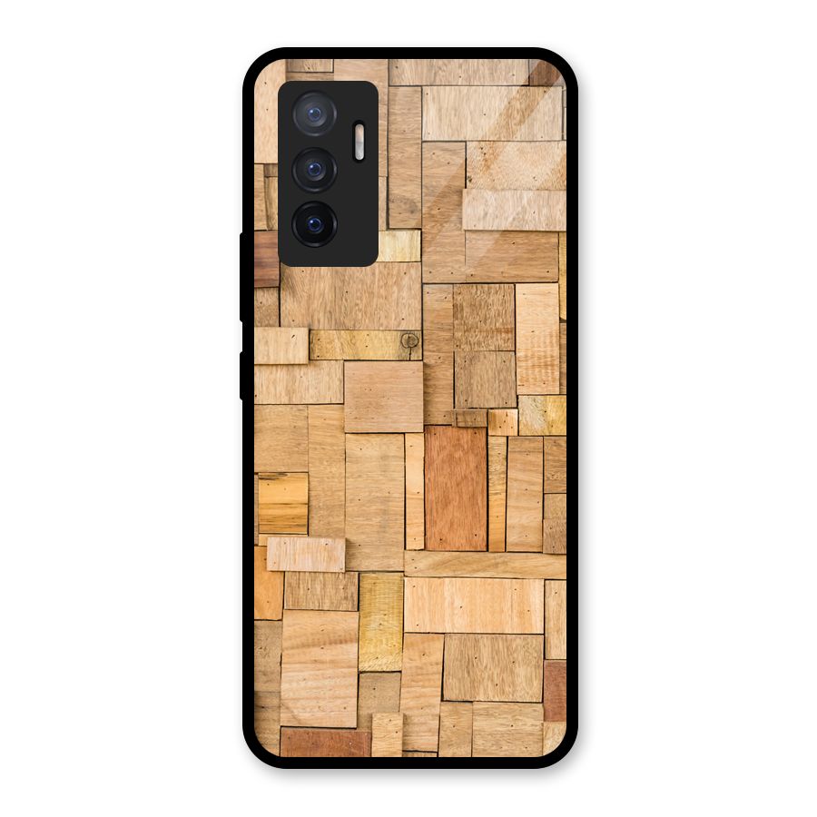 Wooden Blocks Glass Back Case for Vivo V23e