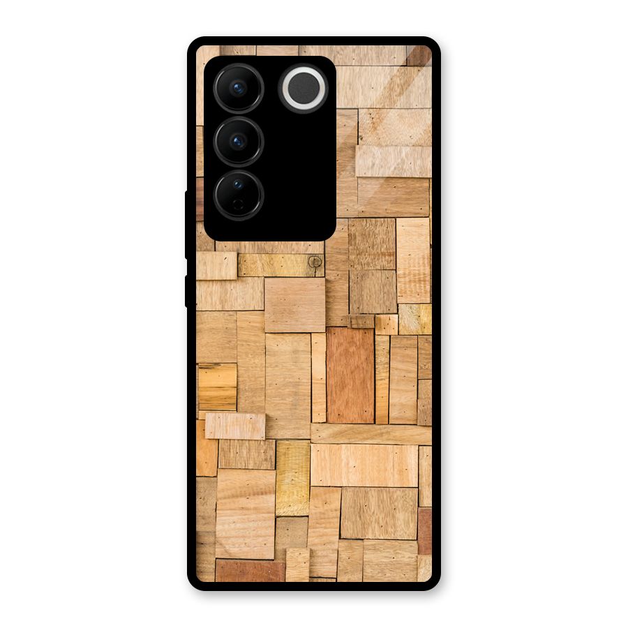 Wooden Blocks Glass Back Case for Vivo V27