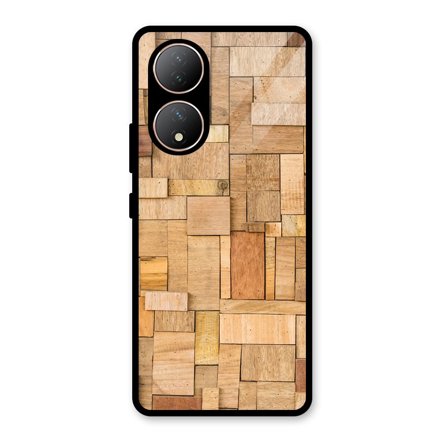 Wooden Blocks Glass Back Case for Vivo Y100A