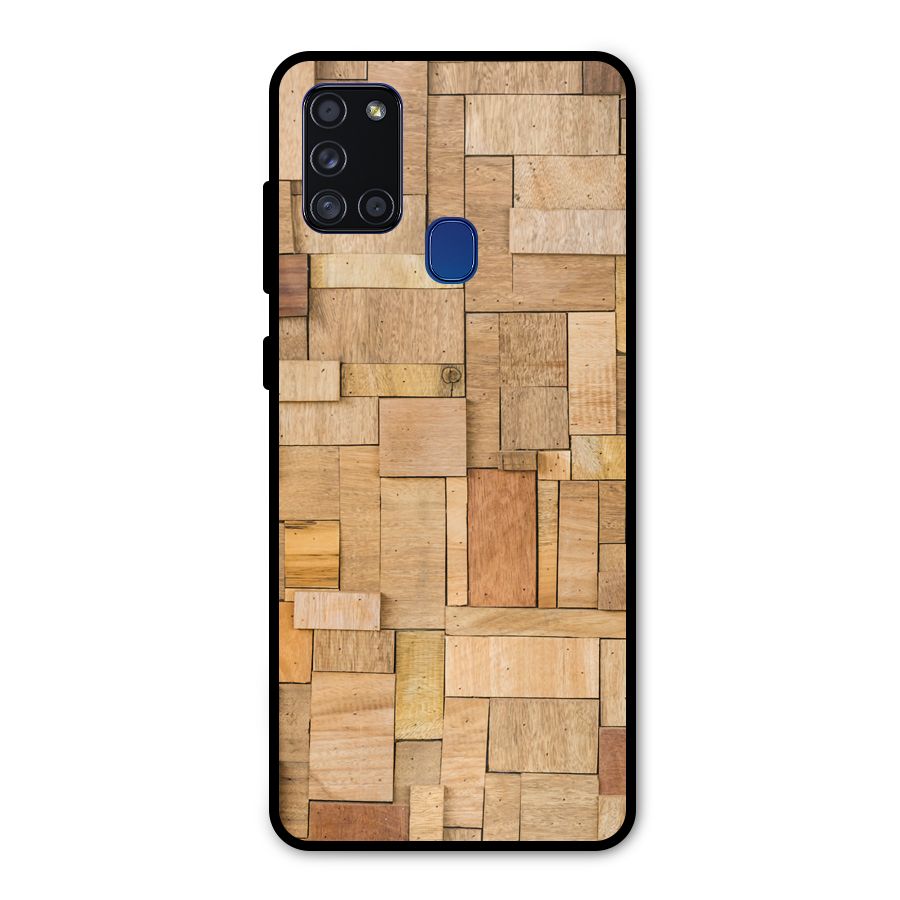 Wooden Blocks Metal Back Case for Galaxy A21s