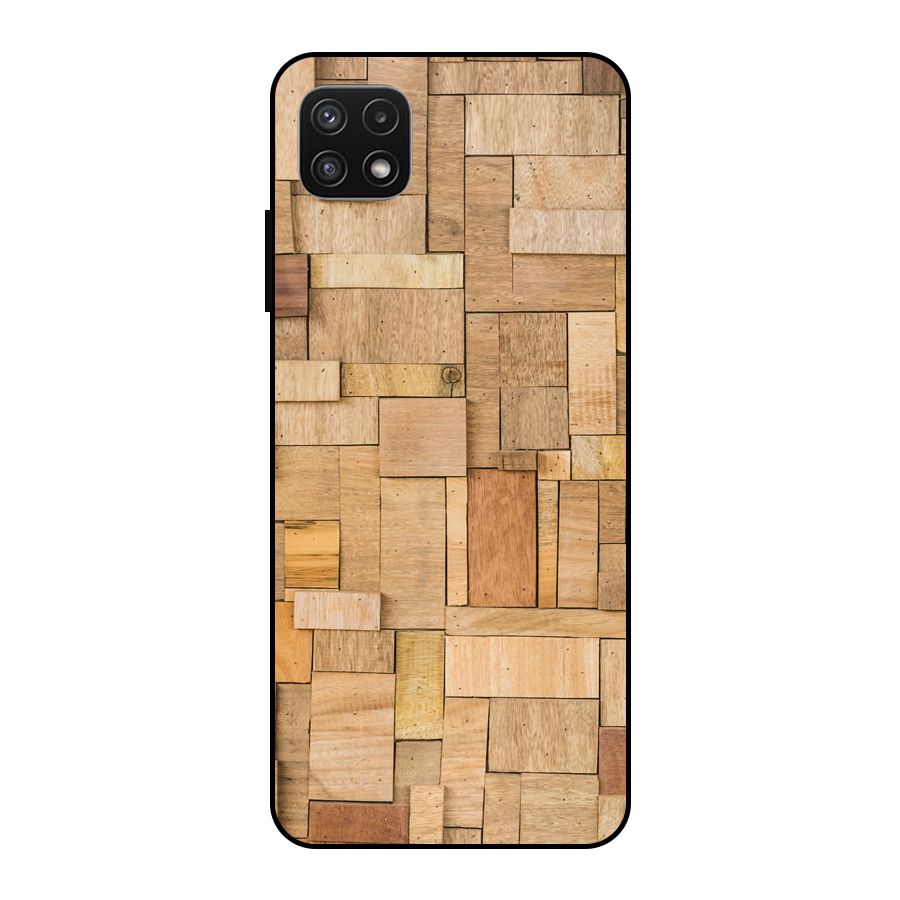 Wooden Blocks Metal Back Case for Galaxy A22 5G