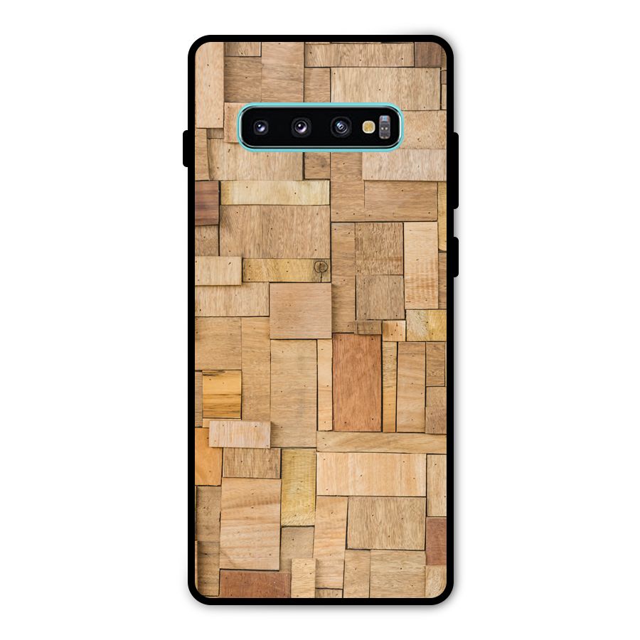Wooden Blocks Metal Back Case for Galaxy S10 Plus