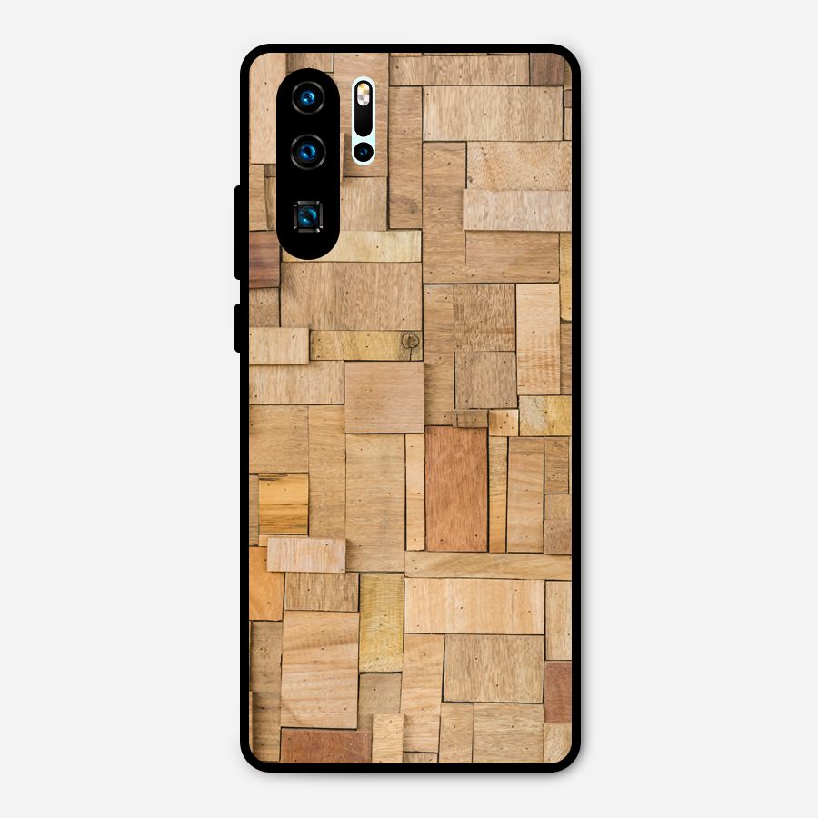 Wooden Blocks Metal Back Case for Huawei P30 Pro