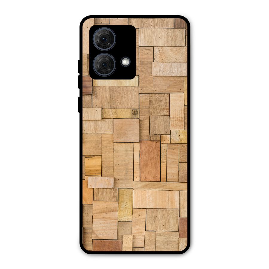 Wooden Blocks Metal Back Case for Moto G84