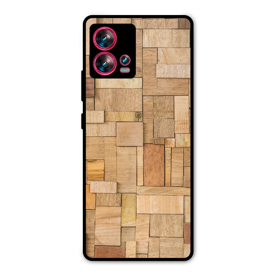 Wooden Blocks Metal Back Case for Motorola Edge 30 Fusion