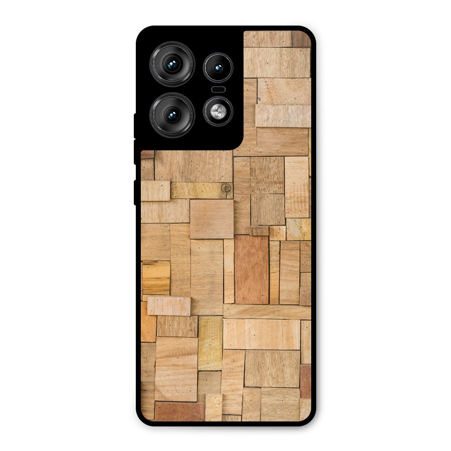 Wooden Blocks Metal Back Case for Motorola Edge 50 Pro