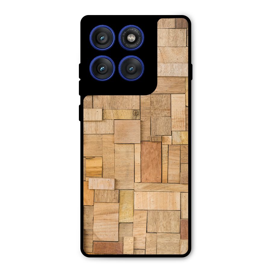Wooden Blocks Metal Back Case for Motorola Edge 60 Pro