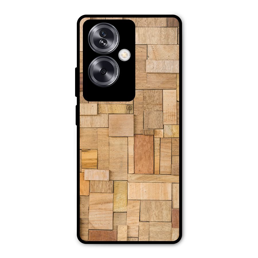 Wooden Blocks Metal Back Case for Oppo A79 5G
