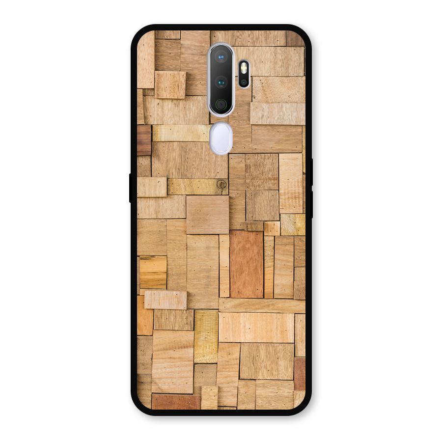 Wooden Blocks Metal Back Case for Oppo A9 (2020)