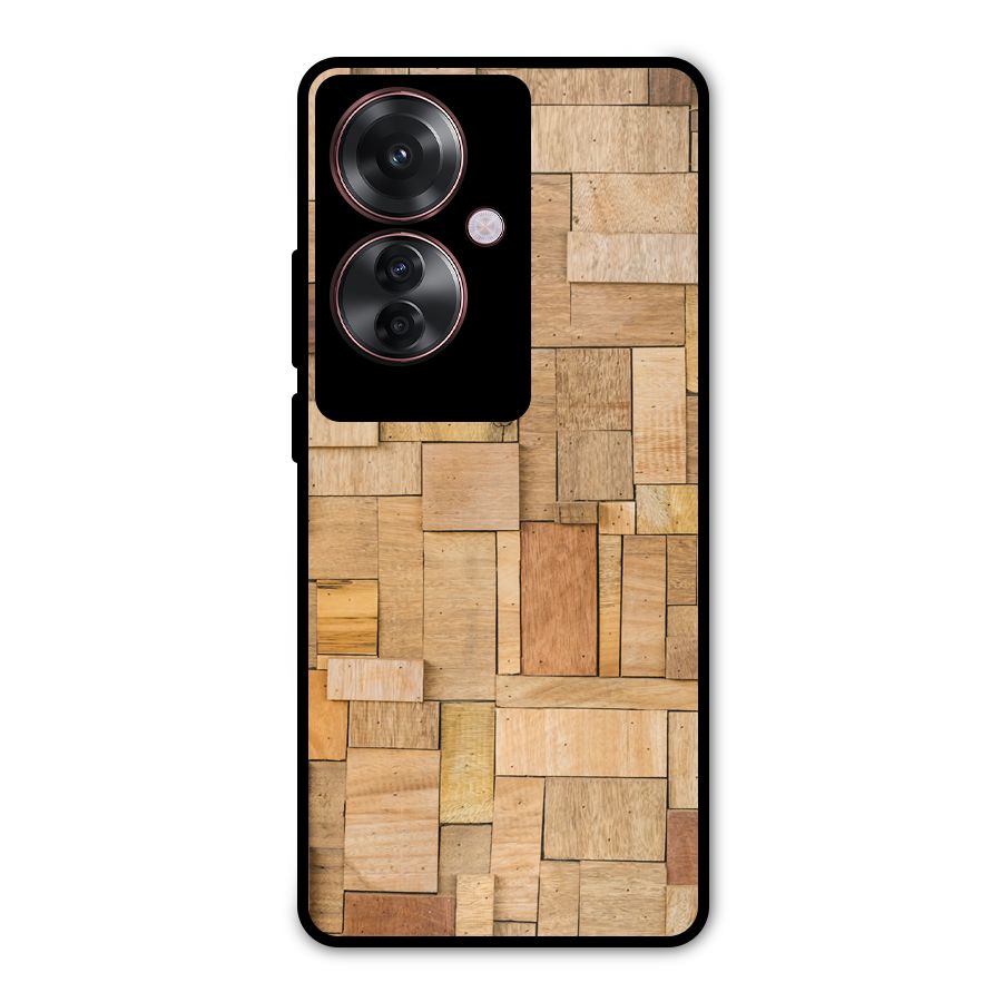 Wooden Blocks Metal Back Case for Oppo F25 Pro