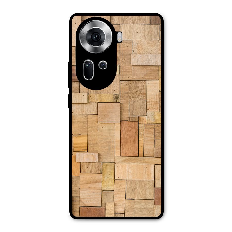 Wooden Blocks Metal Back Case for Oppo Reno11 5G
