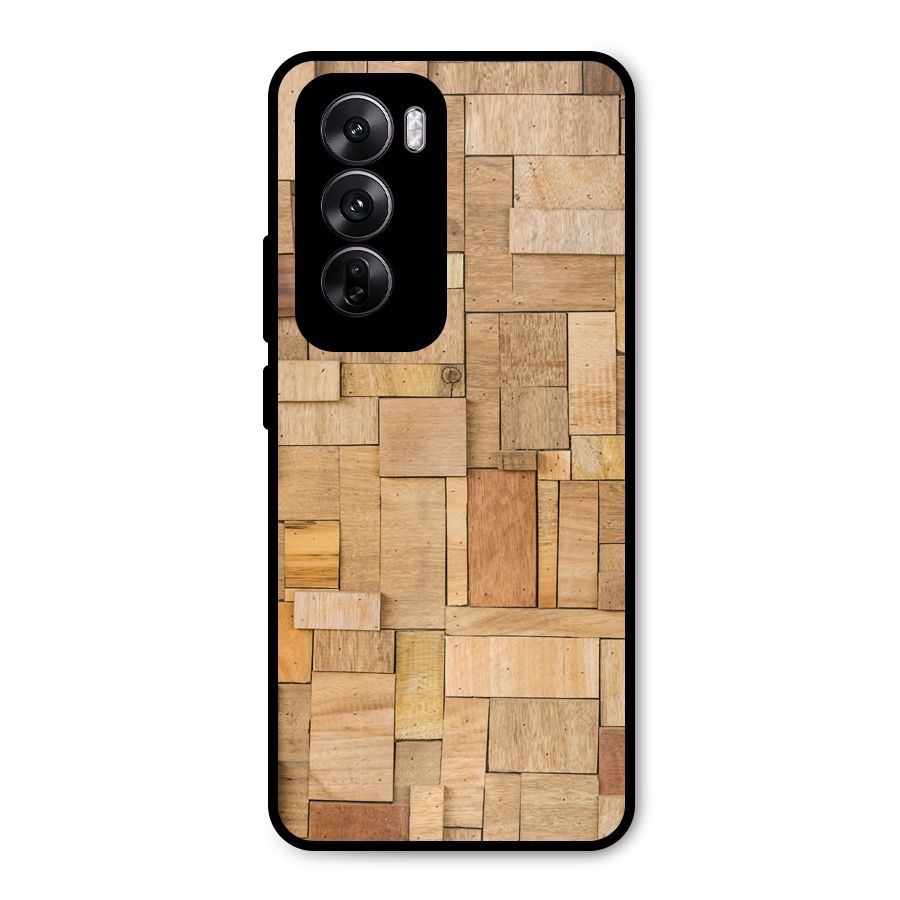 Wooden Blocks Metal Back Case for Oppo Reno12