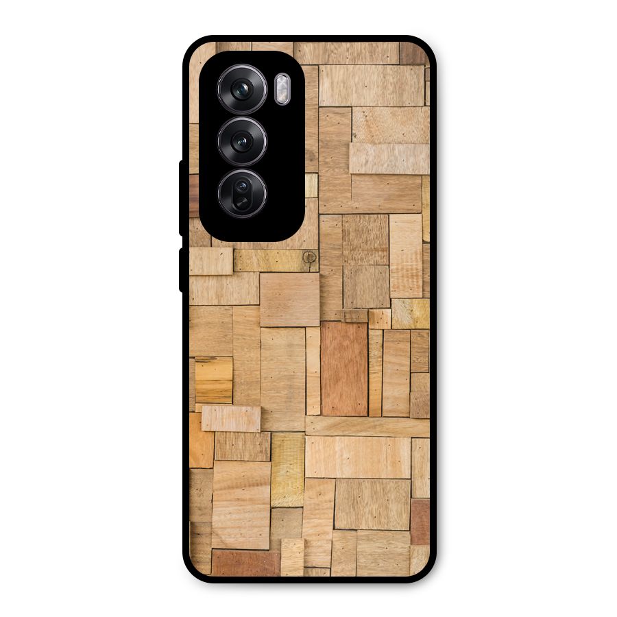 Wooden Blocks Metal Back Case for Oppo Reno12 Pro