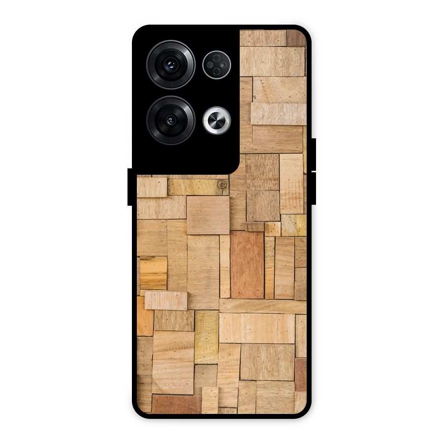 Wooden Blocks Metal Back Case for Oppo Reno8 Pro 5G