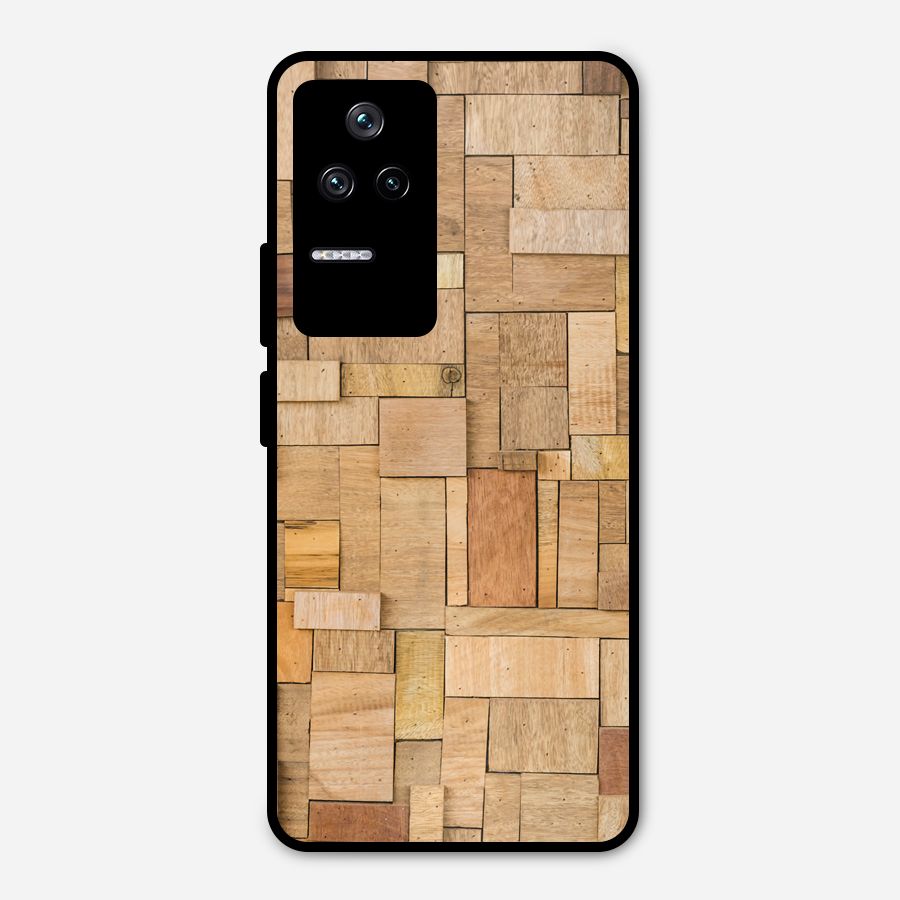 Wooden Blocks Metal Back Case for Poco F4 5G