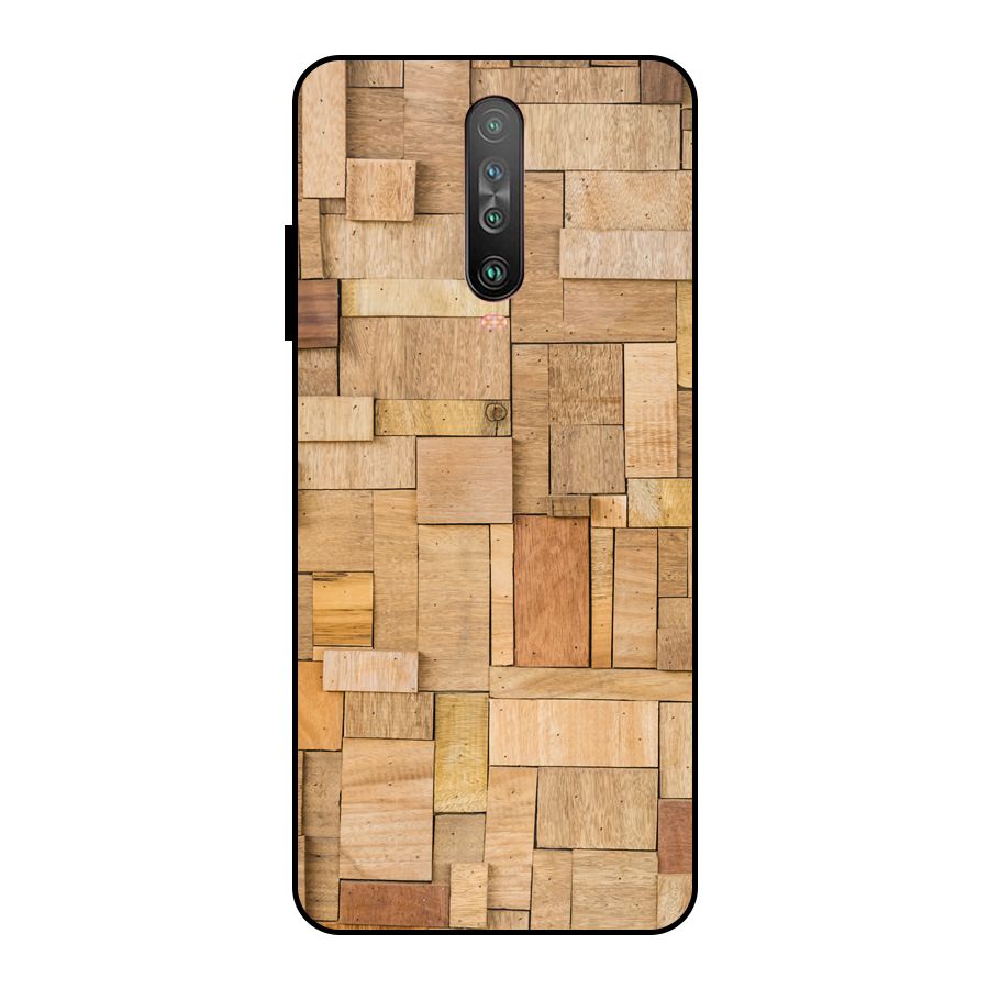 Wooden Blocks Metal Back Case for Poco X2