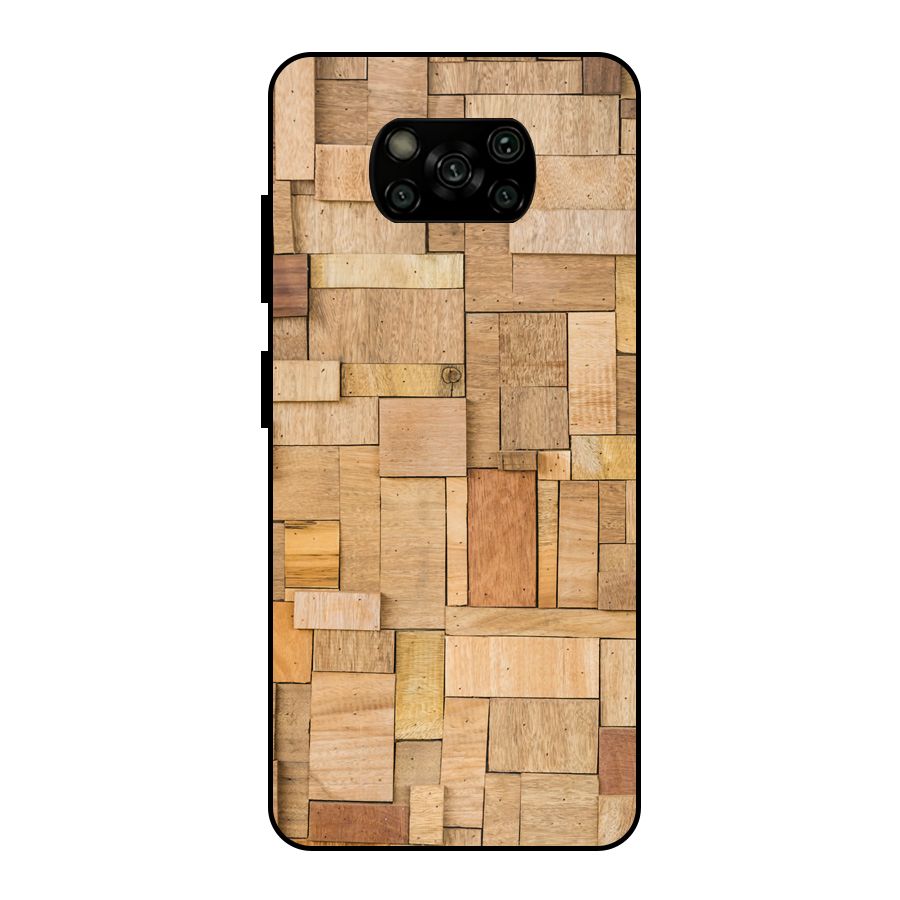 Wooden Blocks Metal Back Case for Poco X3