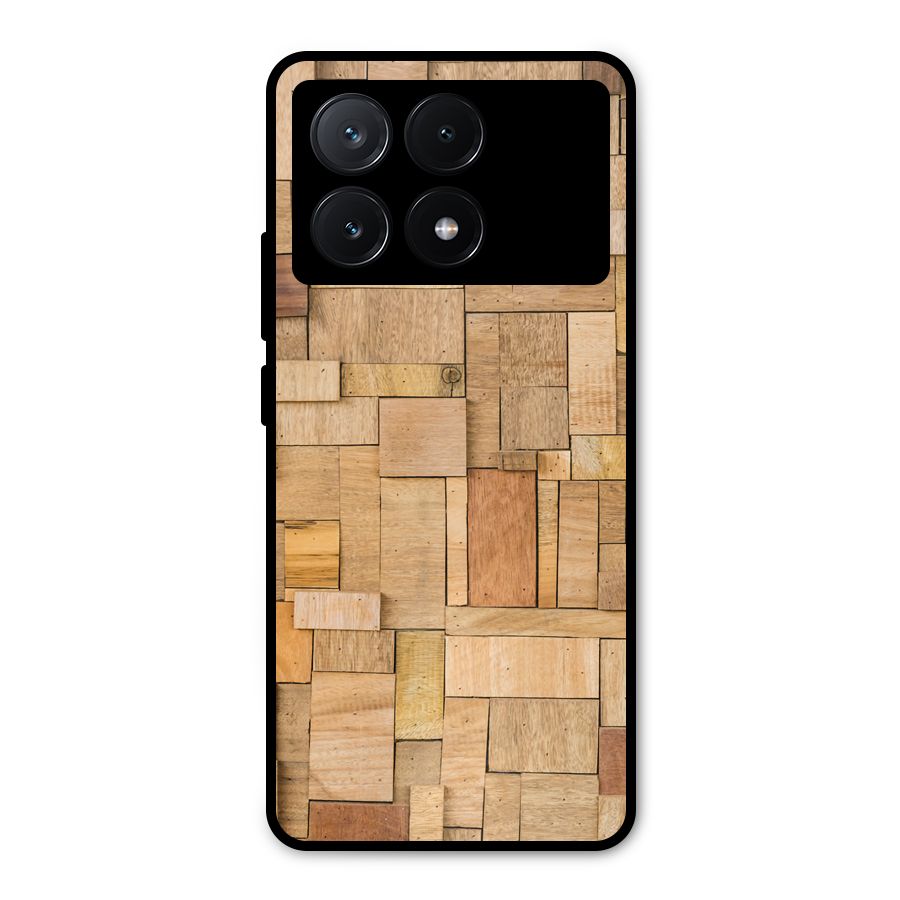 Wooden Blocks Metal Back Case for Poco X6 Pro