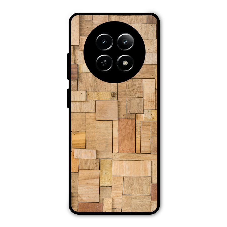Wooden Blocks Metal Back Case for Realme Narzo 70x 5G