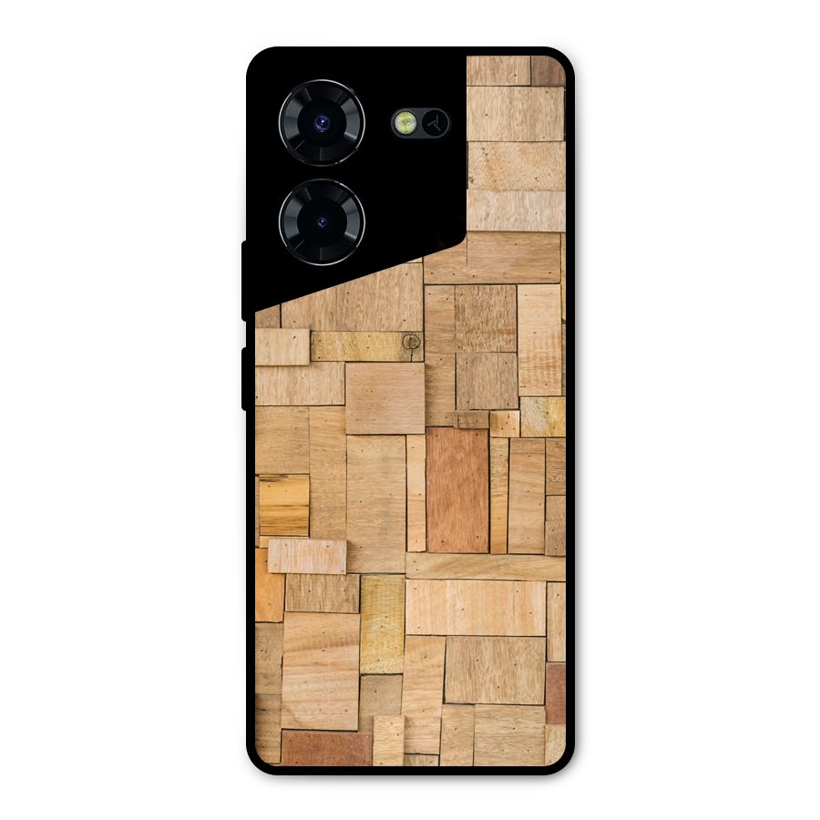 Wooden Blocks Metal Back Case for Tecno Pova 5 Pro 5G