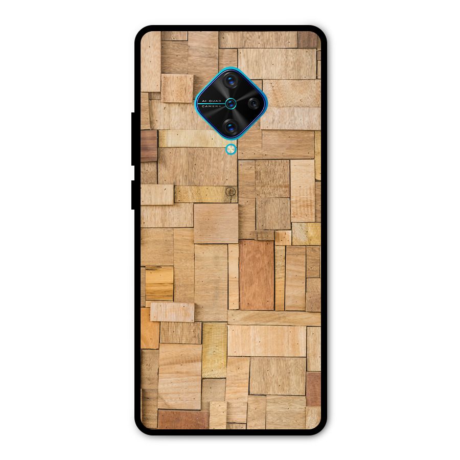 Wooden Blocks Metal Back Case for Vivo S1 Pro