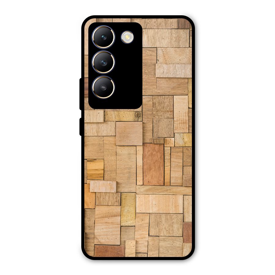 Wooden Blocks Metal Back Case for Vivo T3 5G