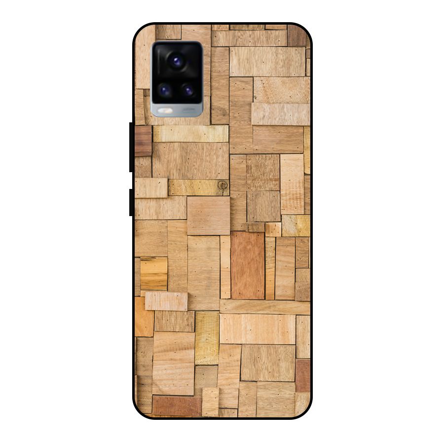 Wooden Blocks Metal Back Case for Vivo V20 2021