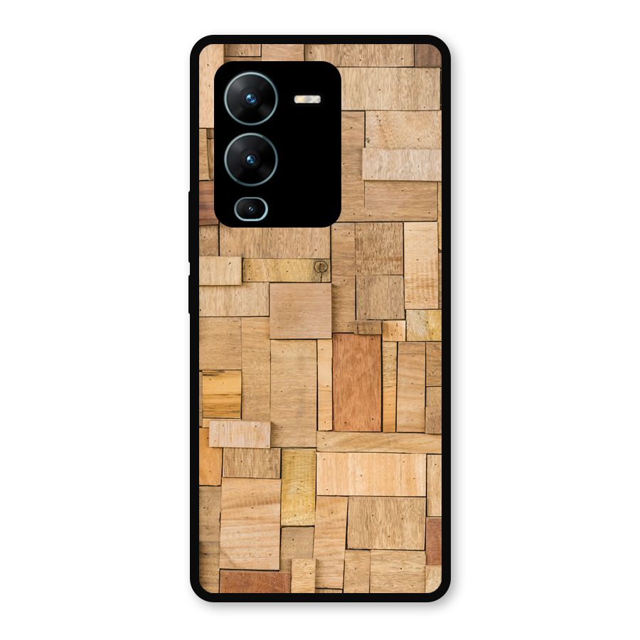 Wooden Blocks Metal Back Case for Vivo V25 Pro