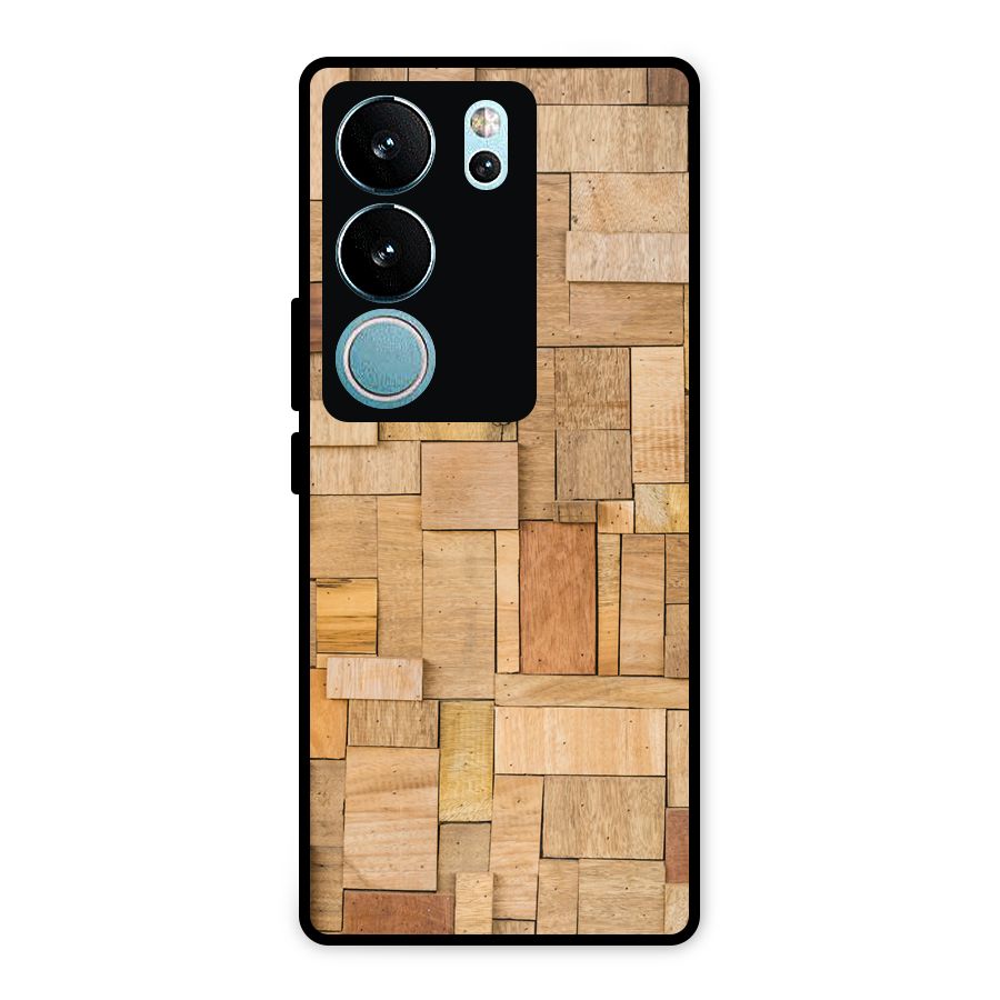 Wooden Blocks Metal Back Case for Vivo V29 Pro